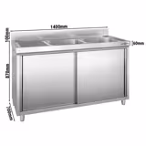 Lavello armadiato PREMIUM - in acciaio inox - 1400x700mm - 2 vasche