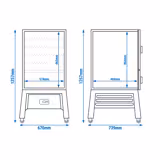 Rookoven - Digitaal - 670x739x1257mm - met 4 rekken - op wielen - zwart