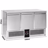 Hűtött munkaasztal PREMIUM - 1368x700 mm - GN 1/1 - 368 liter - statikus - 3 ajtóval