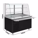 Büfé polc hűtéssel DANZIG - 1600mm - 2 polc - tálcás csúszdával - fekete