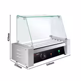 Worstenroller grill / Hot Dog Grill - 5 rollers - 1 zone - met glazen kap