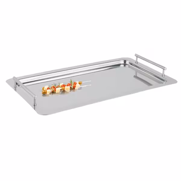 (6 Stück) System Tablett - Edelstahl - GN 1/1 - Höhe: 48mm - mit Griffen