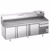 Commercial Pizza Prep Counter - Granite Top PREMIUM PLUS - 2305x800mm - with 3 doors & 1 drawers - incl. refrigerated topping unit - 10x GN 1/3