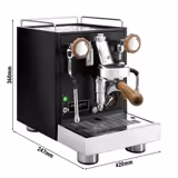 Siebträgermaschine "Mini" - 1 Gruppig - 1,2 kW - mit Milchaufschäumer & Heißwasser - Schwarz