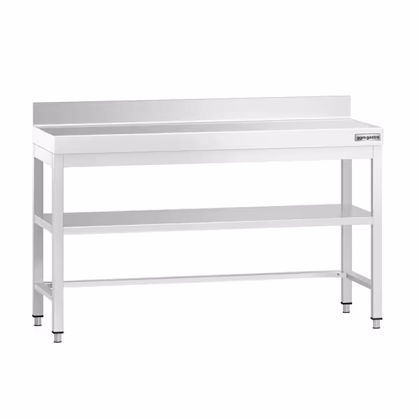 Çalışma Tezgahı - Paslanmaz Çelik - PREMIUM - 1400x700mm - Alt Raflı, Destekli & Sırtlı