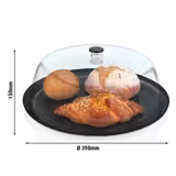 Coperchio per vassoio - rotonda - Policarbonato - 390x390mm - Altezza: 150mm - incl. Vassoio in fibra di vetro - trasparente, impilabile, lavabile in lavastoviglie, antiurto, paraschizzi