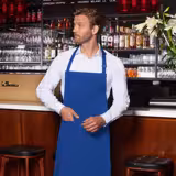 (6 pieces) KARLOWSKY | Basic Chef Bib Apron with Pocket – Blue - 750×900 mm - 2-Section Pocket