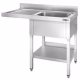 Commercial Dishwasher Inlet Sink Table - 1200×700 mm – RH Bowl 400×400 mm