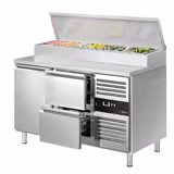 Hazırlık Tezgahı PREMIUM - 1360x700mm - 1 Kapı + 2 Çekmece - 7 x GN 1/3