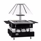 Buffet-tiski kylmä DUBLIN - 1700 mm - varustettu: Kylmävitriini - 4 GN 1/1 -astiaa - pyörillä - ruskea