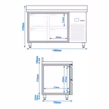 Koelwerkbank PREMIUM - 1400x700mm - 281 liter - met 4 lades - opstand
