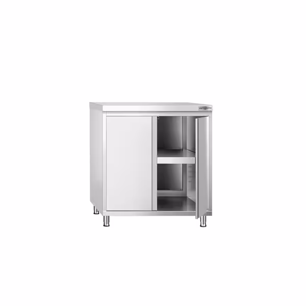 Szafka robocza ze stali nierdzewnej PREMIUM - 800x600 mm - z drzwiami na zawiasach bez panelu tylnego