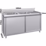 Lavello armadiato ECO - in acciaio inox - 1800x600mm - 2 vasche