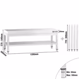 Stainless Steel Work Table PREMIUM 1200x600mm - with Undershelf