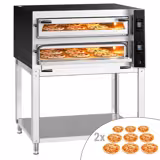 Elektrisk pizzaugn (el-däck/box) - med chamottesten - 1340x1270 mm - 9+9 x Ø 35 cm - 2‑däck - upp till 400 °C - Digital - inkl. underrede