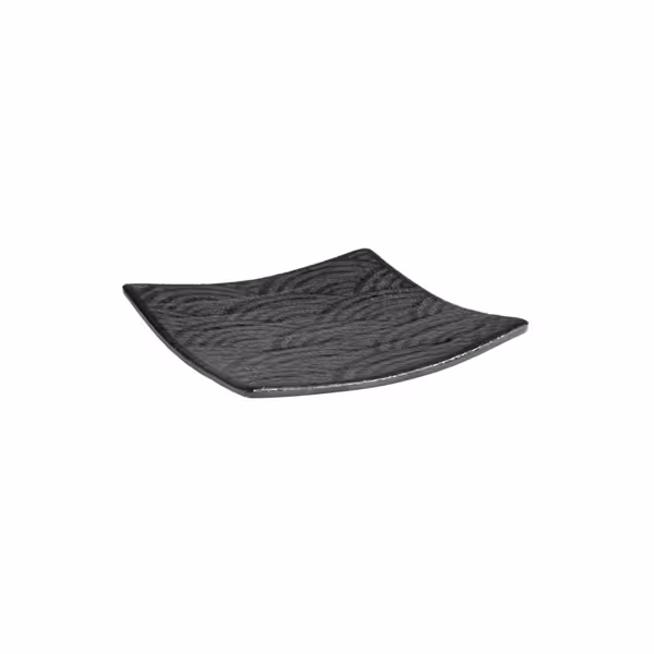 (6 pcs) Serving Tray - DARK WAVE - Melamine - 140x140mm - Height: 20mm - Black