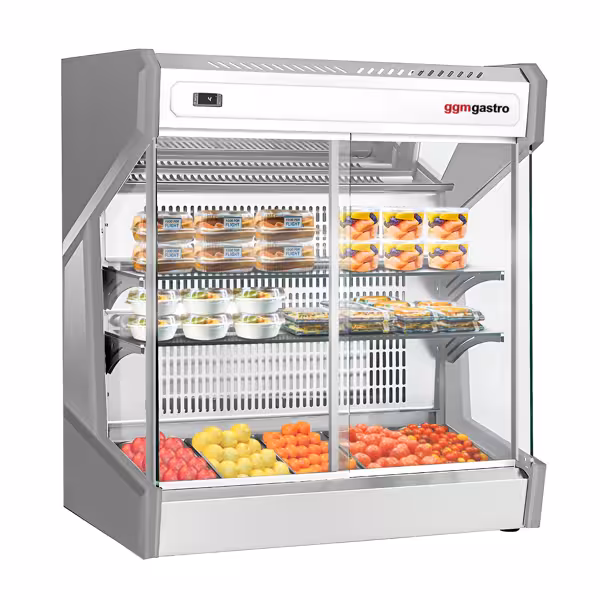 Vetrina refrigerata da banco - per 5x GN 1/3 - 220l - 1003mm - 2 porte scorrevoli in vetro - con 2 ripiani - LED interni; schienale a specchio