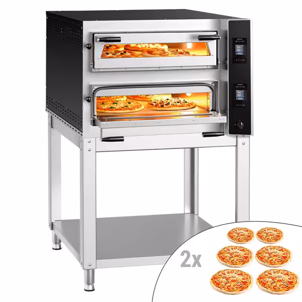 Elektrische pizzaoven - 6+6x 35cm (diep) - digitaal - incl. onderstel
