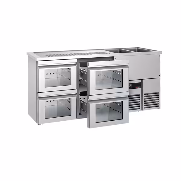 Frigider bere PREMIUM - 1950x700 mm - 4 Sertare din sticlă