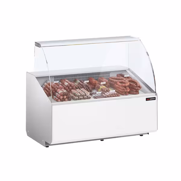 Banco gastronomia professionale - 1256x979mm - 262 L - Vetro dritto - Colore Dunkelgrau - Pannello frontale Bianco RAL9016