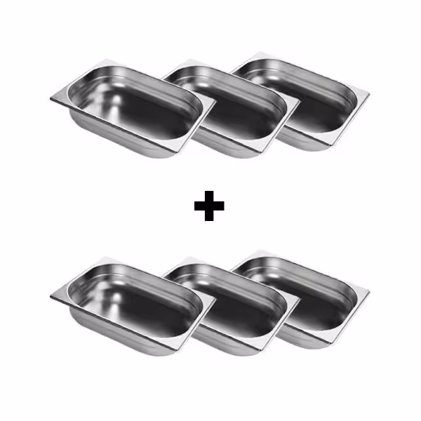 (6 pcs) Stainless Steel Gastronorm Pan GN 1/2 - Depth: 65mm
