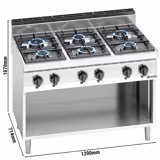 Gas Hob - 31.5kW - 6 burners - with open base shelf