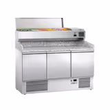 Table réfrigérée pour pizza ECO - 1400x700mm - avec 3 portes - Vitrine réfrigérée incluse - 6x GN 1/4