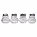 (6 pcs) Mini Salt & Pepper Set - 4-piece set - Ø 35mm - square - Stainless Steel - Glass - Height: 40mm