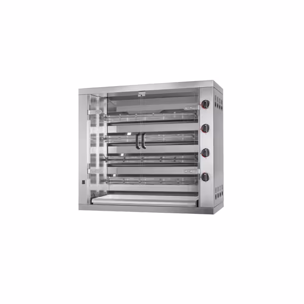 Girarrosto girapolli a gas PREMIUM - 23,6kW - con 4 spiedini per 24 polli	