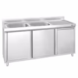 Spülschrank PREMIUM - 1600x600mm - mit Abfallbehälter & 2 Becken links