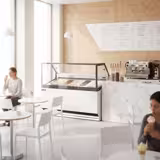 Ice Cream Serve Over Counter | THEO - 1771mm - Ventilated cooling - with LED lighting - for 9 x 5 litres Napoli pans - White