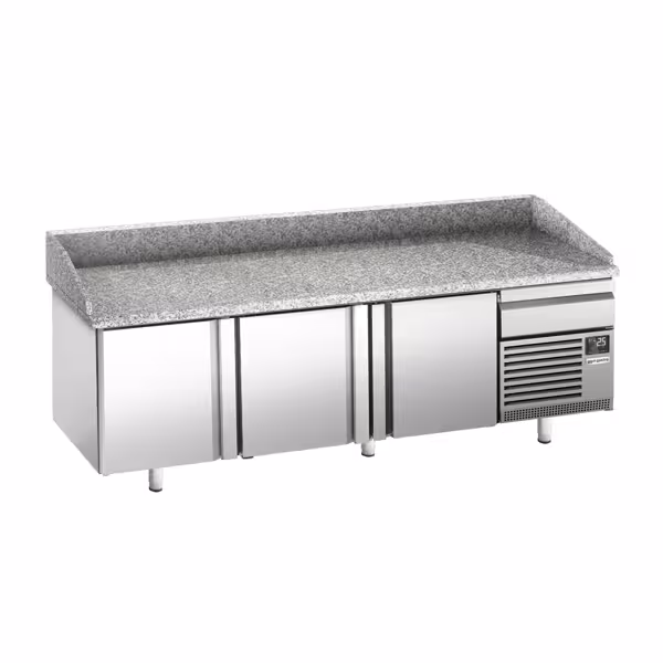 طاولة تحضير بيتزا مبردة PREMIUM PLUS - 2305x800 mm - مع 3 أبواب - سطح عمل جرانيت