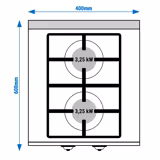 موقد غاز GIUSEPPE - 600 - 400x600x300mm - 6,53 kW - 2 شعلات - طراز عالي الأداء