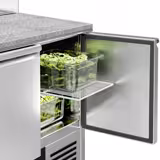 Saladette réfrigérée PREMIUM - 900mm - 240L - 2 portes - avec vitrine de comptoir pour 5x GN 1/6