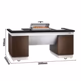 Commercial Dublin Mobile Cooking Station – 2000 x 1000mm - Black Granite Top - 4 Doors - 2 Hob Bays