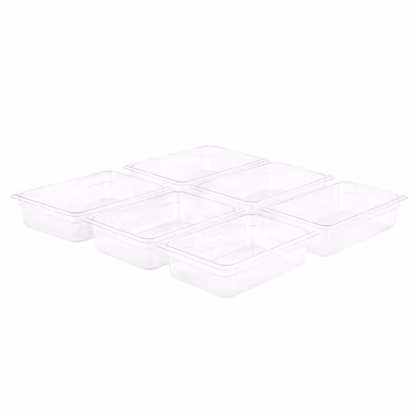 (6 st) Kantin i polypropylen (PP) GN 1/2 - klar - 5,9 l - Djup: 100 mm