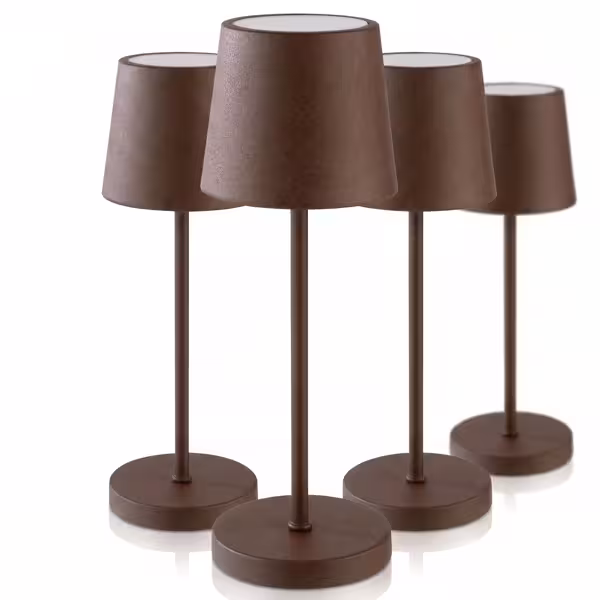 (4 pcs) LED Table Lamp - MERLE MINI - Rechargeable - Cordless - 3-step dimmable - Ø110mm - Grid - with Charging Dock
