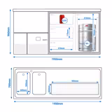 Commercial Refrigerated Beer Counter PREMIUM – 1-Door – 2-Sink Left – 1950×700 mm – 3 Drawers
