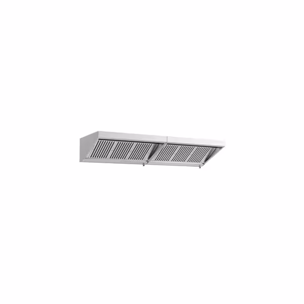 Wandafzuigkap RVS - 900mm diep - 2800mm - zonder motor - met 6 labyrintfilters en verlichting - snelheidsregelaar vereist (extern) - 3000m³/u