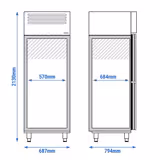 Fridge Freezer Combination Stainless steel PREMIUM PLUS - GN 2/1 - 520L - with 2 half doors