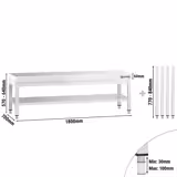 Masă de bază din oțel inoxidabil 1800x700mm - cu raft de bază