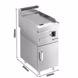 Chapa elétrica - 4,5 kW - Ranhurada - Superfície de cozedura: 400x600mm - incl. armário inferior com 1 porta