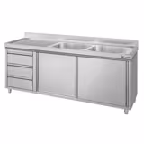 Spülschrank ECO - 2000x700mm - mit 3 Schubladen & 2 Becken rechts