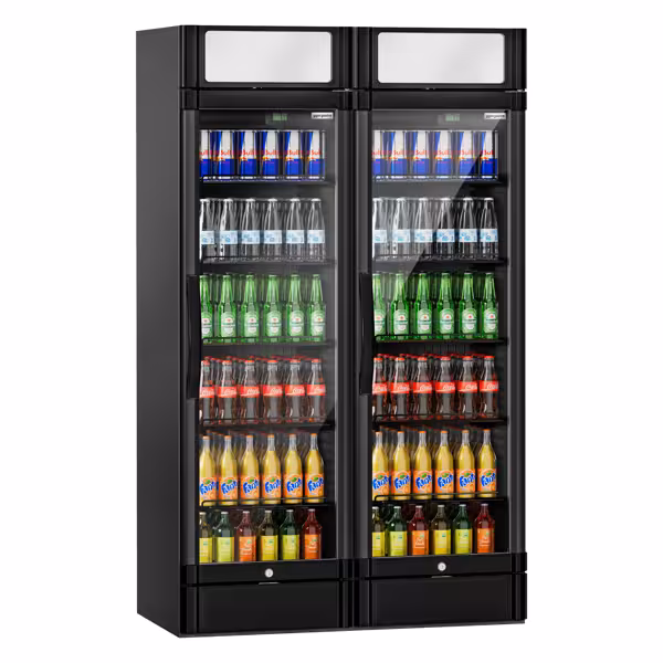 (2 stuks) Drankenkoelkast - 1190mm - 694L - 2 glasdeuren & LED-interieurverlichting - zwart