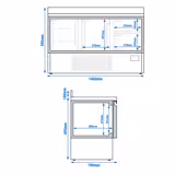 Masă frigorifică PREMIUM PLUS - 1460x700 mm - 355 L - cu 2 uși - cu 2 sertare - bordură - blat lucru