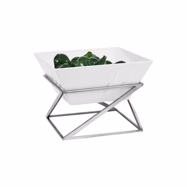 Bufféställ - Rostfritt stål & melamin - rektangulär - 200x200 mm - Höjd: 175 mm - inkl. 1 melaminskål