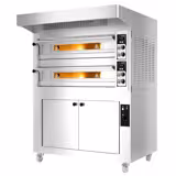 Electric Deck Pizza Oven - Twin Deck - Refractory Stone Deck - 9+9 x Ø 33cm (13") - Mechanical Controls - incl. Stainless steel hood & Proofing cabinet