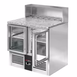 Saladette PREMIUM - 903mm - 2 Glastüren - mit Edelstahlaufsatz für 5x GN 1/6