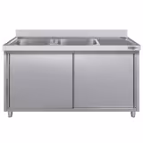 Λάντζα ECO - κλειστή - από ανοξείδωτο ατσάλι - 1800x700 mm - με 2 γούρνες αριστερά