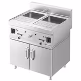 Commercial Electric Pasta Cooker - Twin Tank - Freestanding - 2x26L - 12kW - with Drain Tap - on Cupboard Base - 2-Door - 700mm Depth